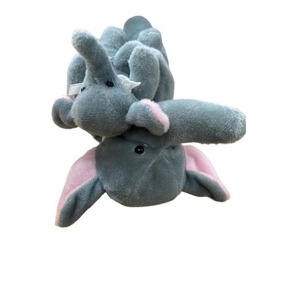 Kids Preferred Cuddle Beans 1997 plush 7" Beanbag Elephant And Baby Gray Vintage - Picture 6 of 10